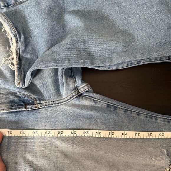 Frame L’Homme Slim Jeans Mens Sz 34 Blue Bay Distressed Straight Denim Stretch - Picture 13 of 13